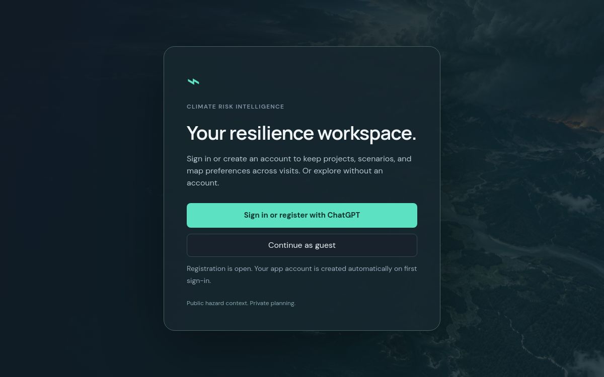 Climate Risk Intelligence application preview