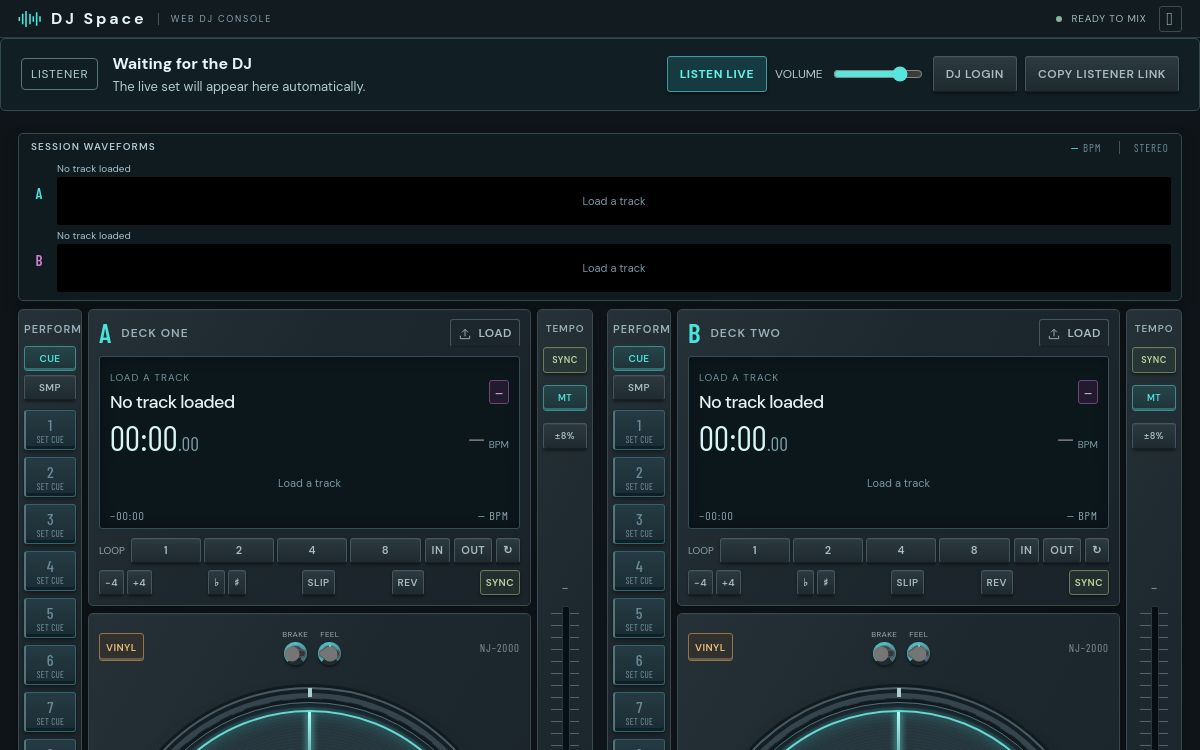 DJ Space - Web DJ Console application preview