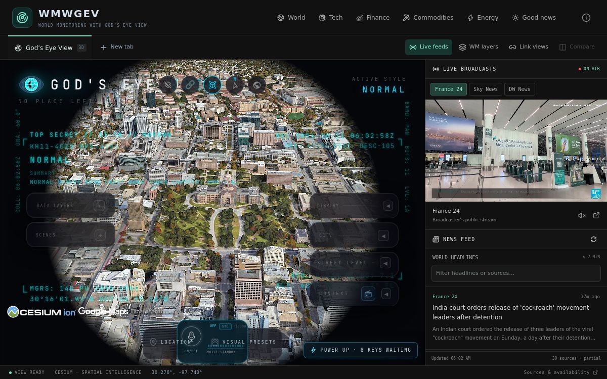 WMWGEV — World Monitoring with God's Eye View application preview